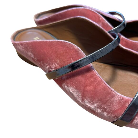 Malone Souliers Pink Velvet Fabric Maureen Flat Mules Size 38 - Picture 7 of 7